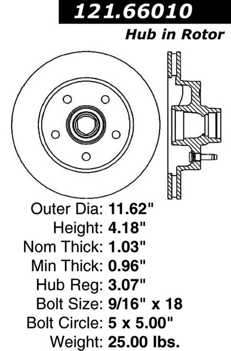 Centric Parts Disc Brake Rotor Standard with Non-Directional Finishes for 1991-1988 Chevrolet C1500 GMC C1500 121.66010