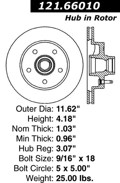 Centric Parts Disc Brake Rotor Standard with Non-Directional Finishes for 1991-1988 Chevrolet C1500 GMC C1500 121.66010