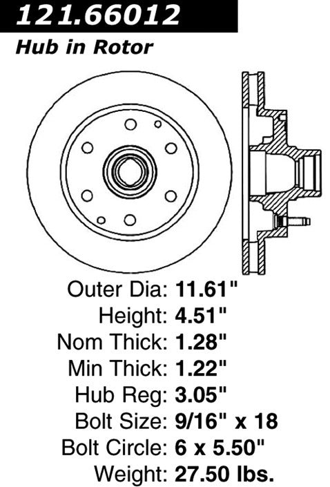 Centric Parts Disc Brake Rotor Standard with Non-Directional Finishes for 1994-1988 Chevrolet C2500 1995-1988 GMC C2500 121.66012
