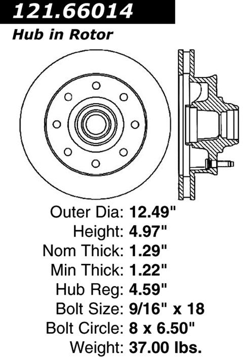 Centric Parts Disc Brake Rotor Standard with Non-Directional Finishes for 1991-1994 Chevrolet C35, 1989-1995 GMC/Chevrolet C2500/3500 121.66014