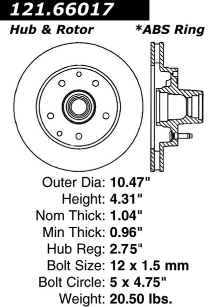 Centric Parts Disc Brake Rotor Standard with Non-Directional Finishes for 1991-2003 Chevrolet Blazer S10 GMC Jimmy Isuzu Hombre 121.66017