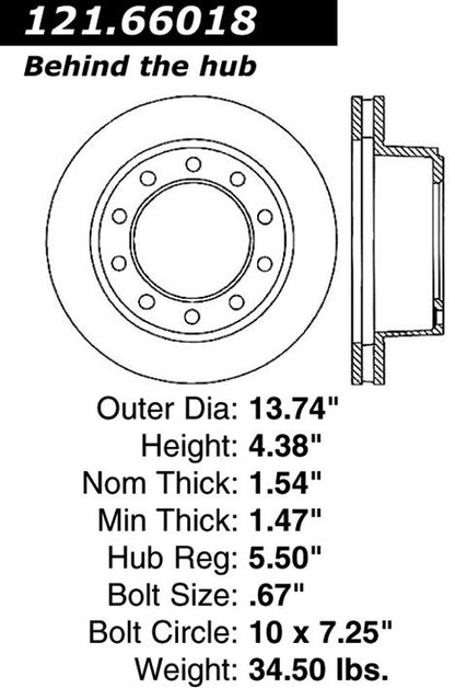 Centric Parts Disc Brake Rotor Standard with Non-Directional Finishes for Chevrolet C3500HD 1994-1991 121.66018