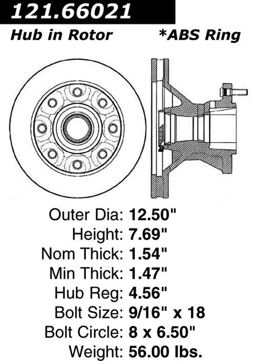 Centric Parts Disc Brake Rotor Standard with Non-Directional Finishes for Chevrolet G30 1993-1995, P30 1997-1999 121.66021