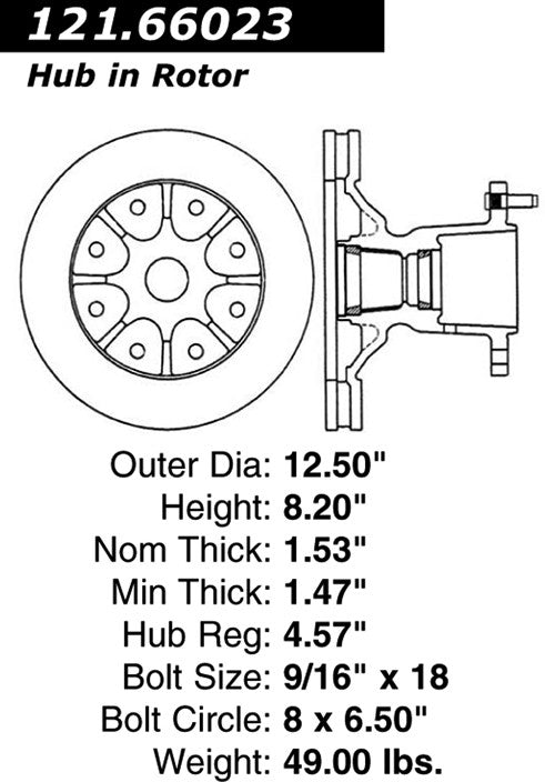 Centric Parts Disc Brake Rotor and Hub Assembly Standard Brake Rotor with Non-Directional Finishes for 2000-1983 Chevrolet C35 1994-1990 C3500 1994-1990 GMC C3500 121.66023