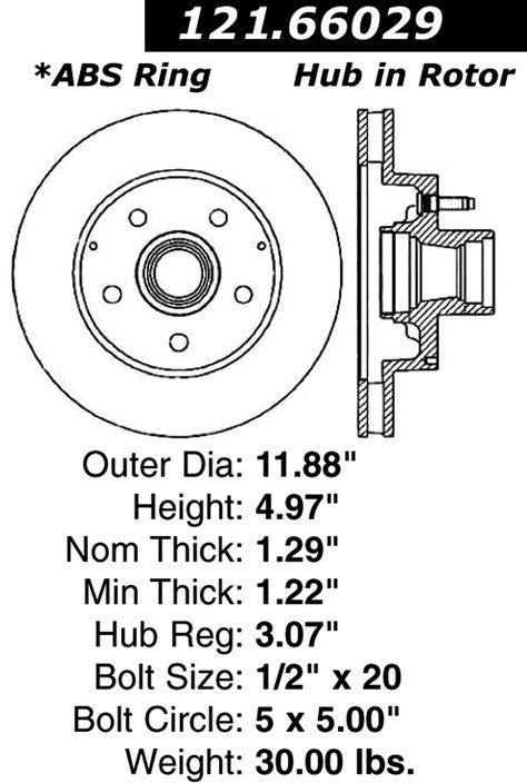 Centric Parts Disc Brake Rotor Standard with Non-Directional Finishes for 1993-1995 Chevrolet G10 G20 GMC G2500 121.66029