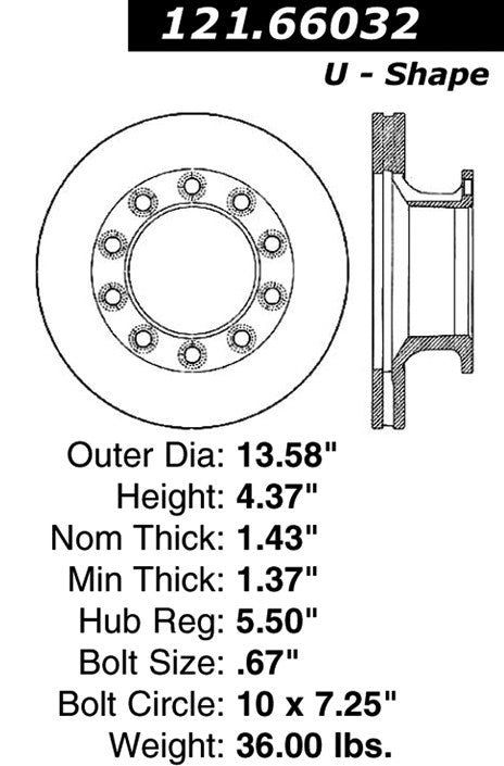 Centric Parts Disc Brake Rotor with Non-Directional Finishes for 121.66032