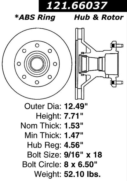 Centric Parts Disc Brake Rotor Standard with Non-Directional Finishes for Chevrolet P30 1999-1985 GMC P3500 1999-1985 121.66037