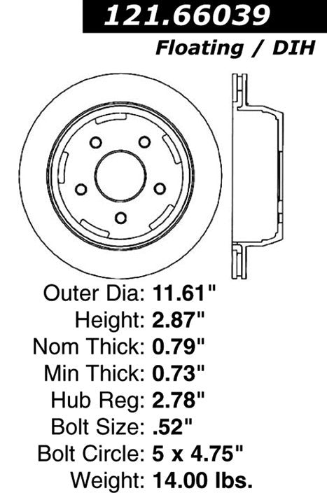 Centric Parts Disc Brake Rotor Standard with Non-Directional Finishes for 2005-1998 Chevrolet Blazer 2005-1997 GMC Jimmy 2004 Sonoma 121.66039
