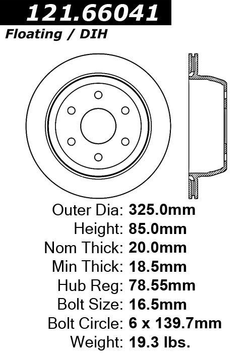 Centric Parts Disc Brake Rotor Standard C‑Tek for 2005-2003 Chevrolet Astro, 1999-2006 Silverado 1500 121.66041