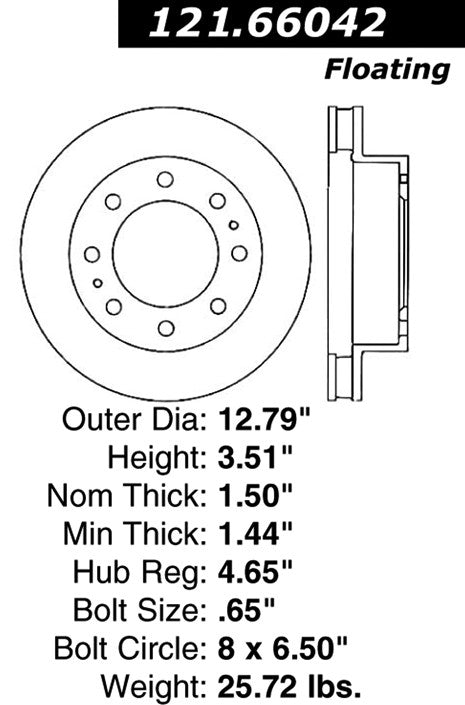 Centric Parts Disc Brake Rotor C-Tek Standard Non-Directional Finishes for 2005-2000 Cadillac DeVille