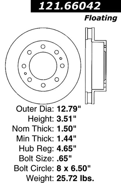 Centric Parts Disc Brake Rotor C-Tek Standard Non-Directional Finishes for 2005-2000 Cadillac DeVille