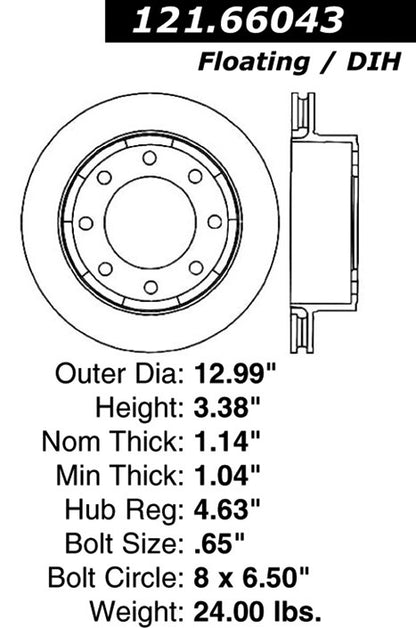 Centric Parts Disc Brake Rotor Standard with C‑Tek for 2006-2011 Chevrolet Avalanche Express Silverado