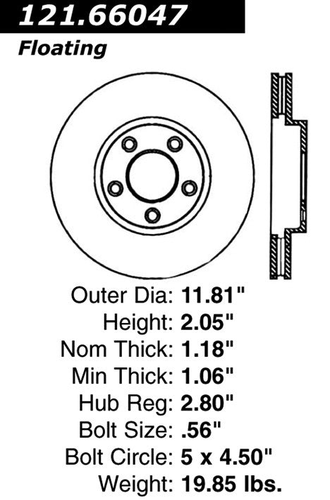 Centric Parts Disc Brake Rotor Standard Non-Directional Finishes for 2002-2006 Buick Rendezvous, 2001-2005 Pontiac Aztek, 2002-2004 Chevrolet Venture, Oldsmobile Silhouette, Montana 121.66047