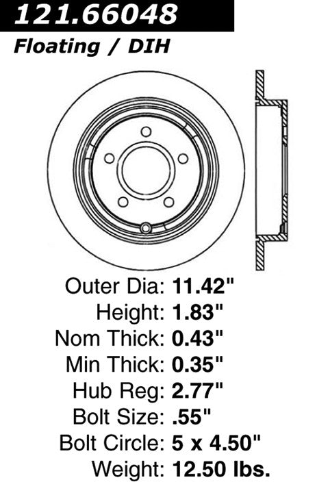 Centric Parts Disc Brake Rotor Standard with Non-Directional Finishes for 2002-2007 Buick Rendezvous, 2002-2004 Chevrolet Venture, 2001-2005 Pontiac Aztek, 2002-2004 Montana, 2002-2004 Oldsmobile Silhouette 121.66048