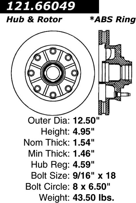 Centric Parts Disc Brake Rotor Standard with Non-Directional Finishes for 2001-2002 Chevrolet Express 2500 3500 GMC Savana 2500 3500 121.66049