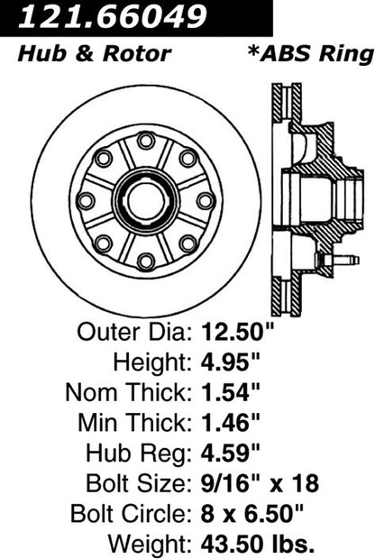 Centric Parts Disc Brake Rotor Standard with Non-Directional Finishes for 2001-2002 Chevrolet Express 2500 3500 GMC Savana 2500 3500 121.66049