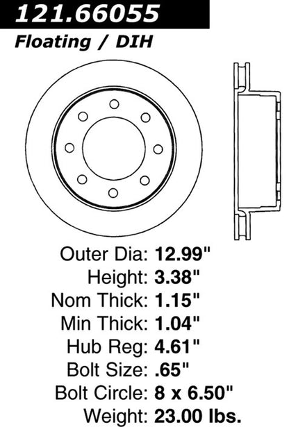 Centric Parts Disc Brake Rotor C-Tek Standard with Non-Directional Finishes for 2003-2005 Chevrolet Silverado 1500 Suburban 2500 GMC Sierra 1500 HD Yukon XL 121.66055