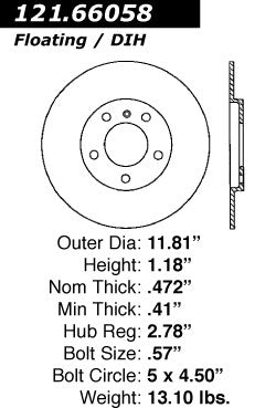 Centric Parts Disc Brake Rotor C-Tek Standard with Non-Directional Finishes for 2005 Buick Terraza Chevrolet Uplander Pontiac Montana Saturn Relay 121.66058