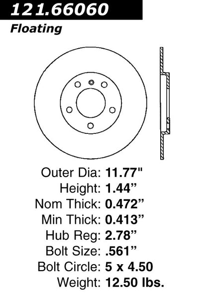 Centric Parts Disc Brake Rotor Standard with Non-Directional Finishes for 2005 Buick Terraza Chevrolet Uplander Pontiac Montana Saturn Relay 121.66060