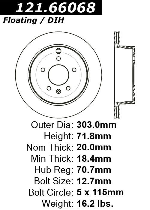 Centric Parts Disc Brake Rotor Standard C‑Tek for 2008-2015 Chevrolet Captiva Sport, 2007-2009 Equinox