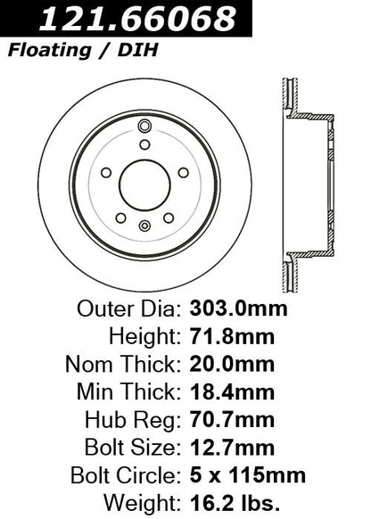 Centric Parts Disc Brake Rotor Standard C‑Tek for 2008-2015 Chevrolet Captiva Sport, 2007-2009 Equinox