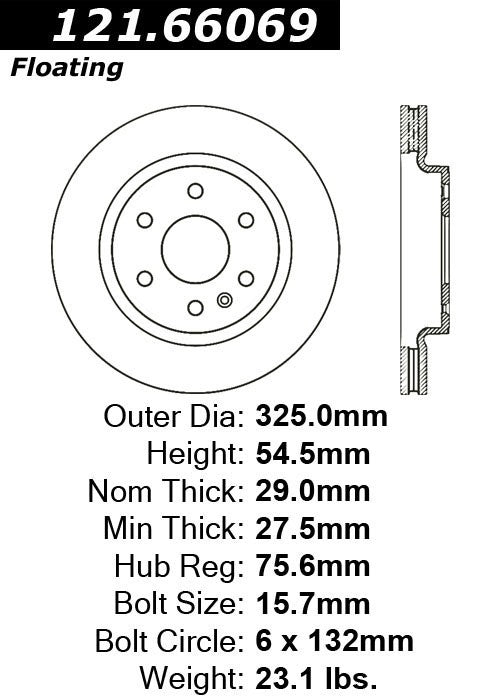 Centric Parts Disc Brake Rotor Standard with C‑Tek for 2008-2017 Buick Enclave, 2008-2019 Chevrolet Traverse, 2008-2017 GMC Acadia 121.66069