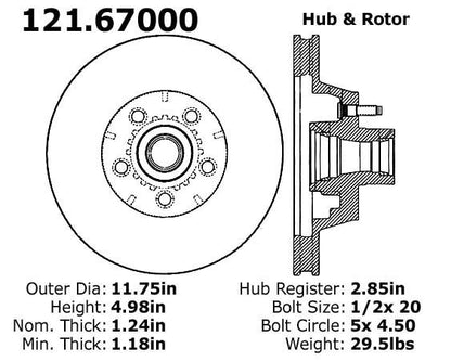 Centric Parts Disc Brake Rotor Standard Non-Directional Finishes for 1972-1981 Chrysler Newport New Yorker Town & Country Dodge B100 Van B200 B250 D100 D150 Monaco Polara 121.67000