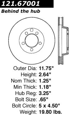 Centric Parts Disc Brake Rotor C-Tek Standard with Non-Directional Finishes for 1974-1981 Dodge Ramcharger Plymouth Trailduster 121.67001