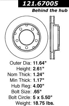 Centric Parts Disc Brake Rotor Standard with Non-Directional Finishes for 1980-1993 Dodge Ramcharger W100/W150 and Plymouth Trailduster 121.67005