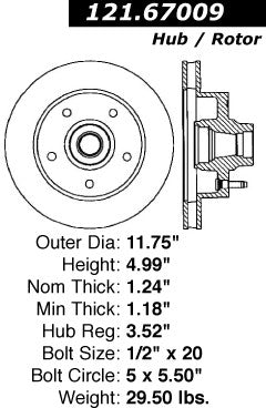 Centric Parts Disc Brake Rotor Standard with Non-Directional Finishes for 1985-1994 Dodge B150/B250 121.67009