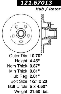 Centric Parts Disc Brake Rotor Standard with Non-Directional Finishes for 1987-1988 Dodge Dakota 121.67013