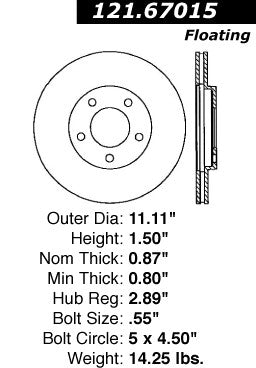 Centric Parts Disc Brake Rotor Non-Directional Finishes 121.67015