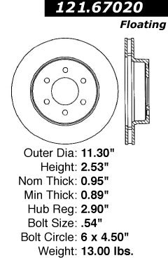 Centric Parts Disc Brake Rotor Standard Non-Directional Finishes for 1991-1996 Dodge Dakota 121.67020