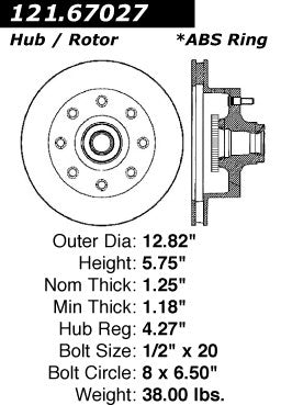 Centric Parts Disc Brake Rotor Standard with Non-Directional Finishes for 1994-1995 Dodge B250 B350 B2500 B3500 121.67027