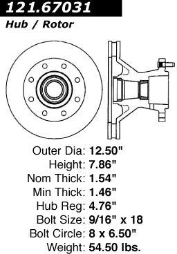 Centric Parts Disc Brake Rotor Standard with Non-Directional Finishes for 1994-1999 Dodge Ram 3500 4000 121.67031