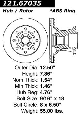 Centric Parts Disc Brake Rotor Standard with Non-Directional Finishes for 1994-1999 Dodge Ram 3500 121.67035