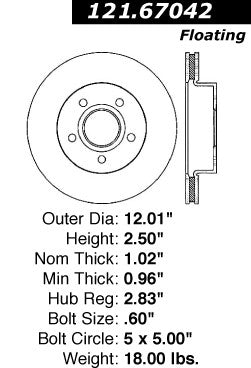 Centric Parts Disc Brake Rotor with Non-Directional Finishes 121.67042