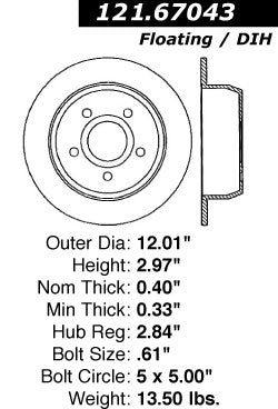 Centric Parts Disc Brake Rotor Standard with Non-Directional Finishes for 1999-2004 Jeep Grand Cherokee 121.67043