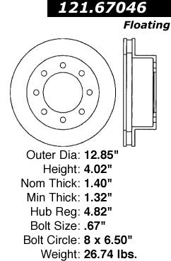 Centric Parts Disc Brake Rotor C-Tek Standard Non-Directional Finishes for 2000-2002 Dodge Ram 2500 3500 4000 121.67046