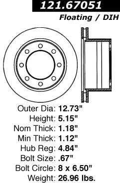 Centric Parts Disc Brake Rotor C-Tek Standard with Non-Directional Finishes for 2001-2002 Dodge Ram 2500 3500 4000 121.67051