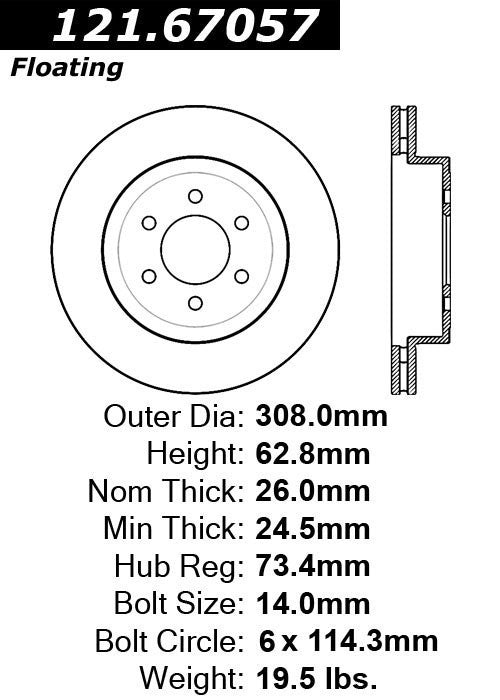 Centric Parts Disc Brake Rotor Standard with Non-Directional Finishes for 2003-2004 Dodge Dakota 121.67057