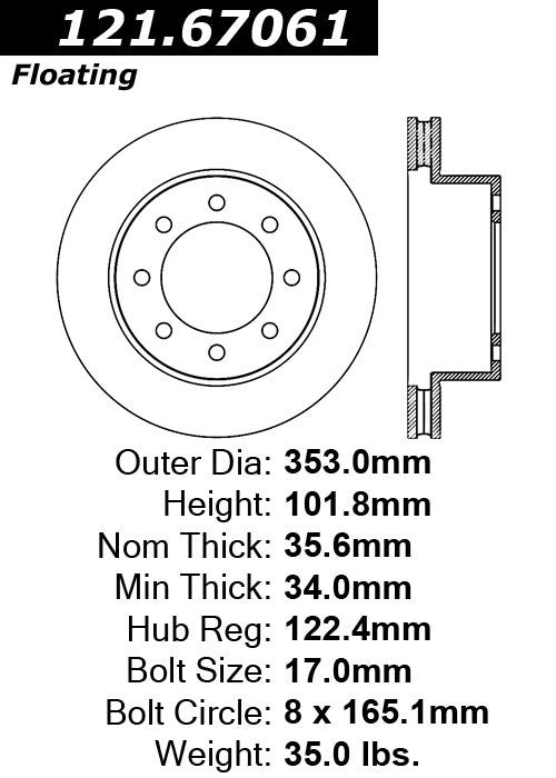 Centric Parts Disc Brake Rotor with Non-Directional Finishes 121.67061