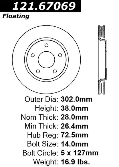 Centric Parts Disc Brake Rotor with Non-Directional Finishes