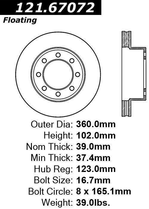 Centric Parts Disc Brake Rotor with Non-Directional Finishes