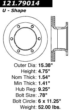 Centric Parts Disc Brake Rotor C-Tek Standard Non-Directional Finishes for 1984-1998 Ford Models 121.79014