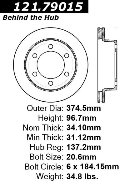 Centric Parts Disc Brake Rotor C-Tek Standard with Non-Directional Finishes for 1984-1993 Ford models 121.79015