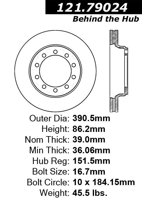 Centric Parts Disc Brake Rotor Standard with Non-Directional Finishes for 2000-2003 Ford F650 F750 121.79024