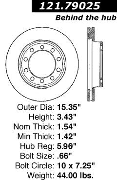 Centric Parts Disc Brake Rotor Standard with Non-Directional Finishes for 2000-2003 Ford F650 F750 121.79025