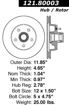 Centric Parts Disc Brake Rotor Standard with Non-Directional Finishes for 1992-1985 Chevrolet Camaro 1992-1988 Pontiac Firebird 121.80003