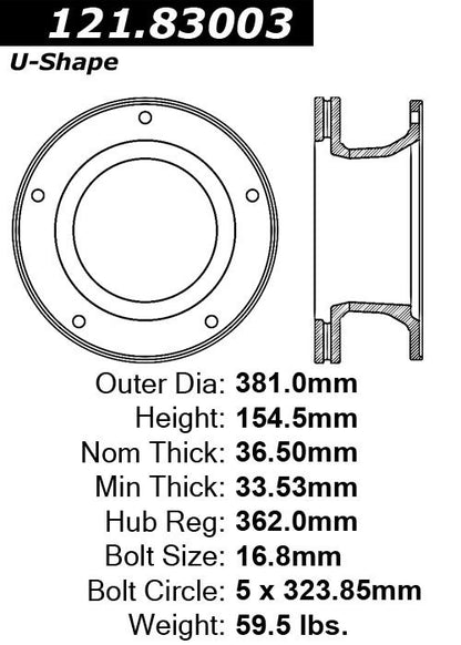 Centric Parts Disc Brake Rotor Standard with Non-Directional Finishes 121.83003